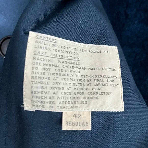 Misty Harbor Trench Coat Mens 42 Regular Blue Solid Double Breasted Belted - Picture 6 of 7